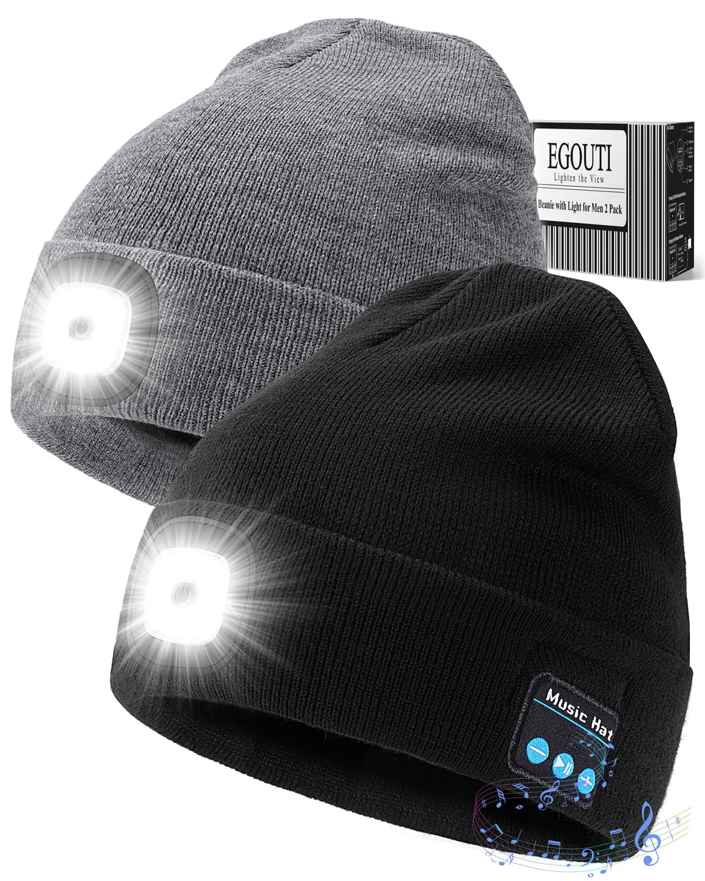 Bluetooth Beanie Hat with Light 2 Pack A389271