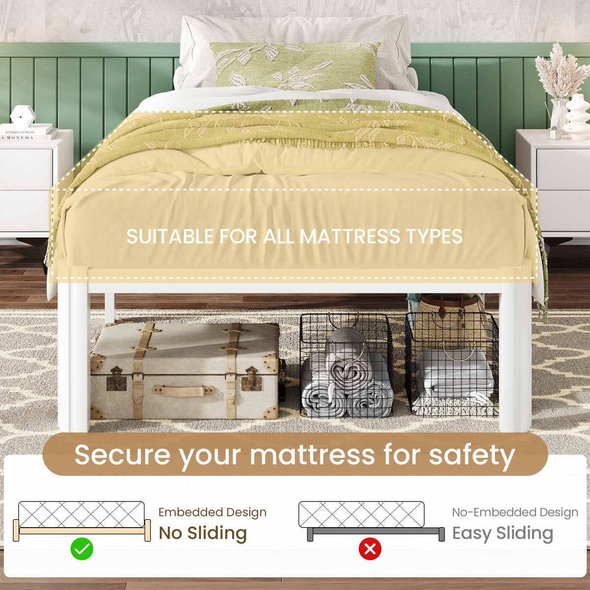 14" Twin Heavy Duty Metal Platform Bed Frame D344639