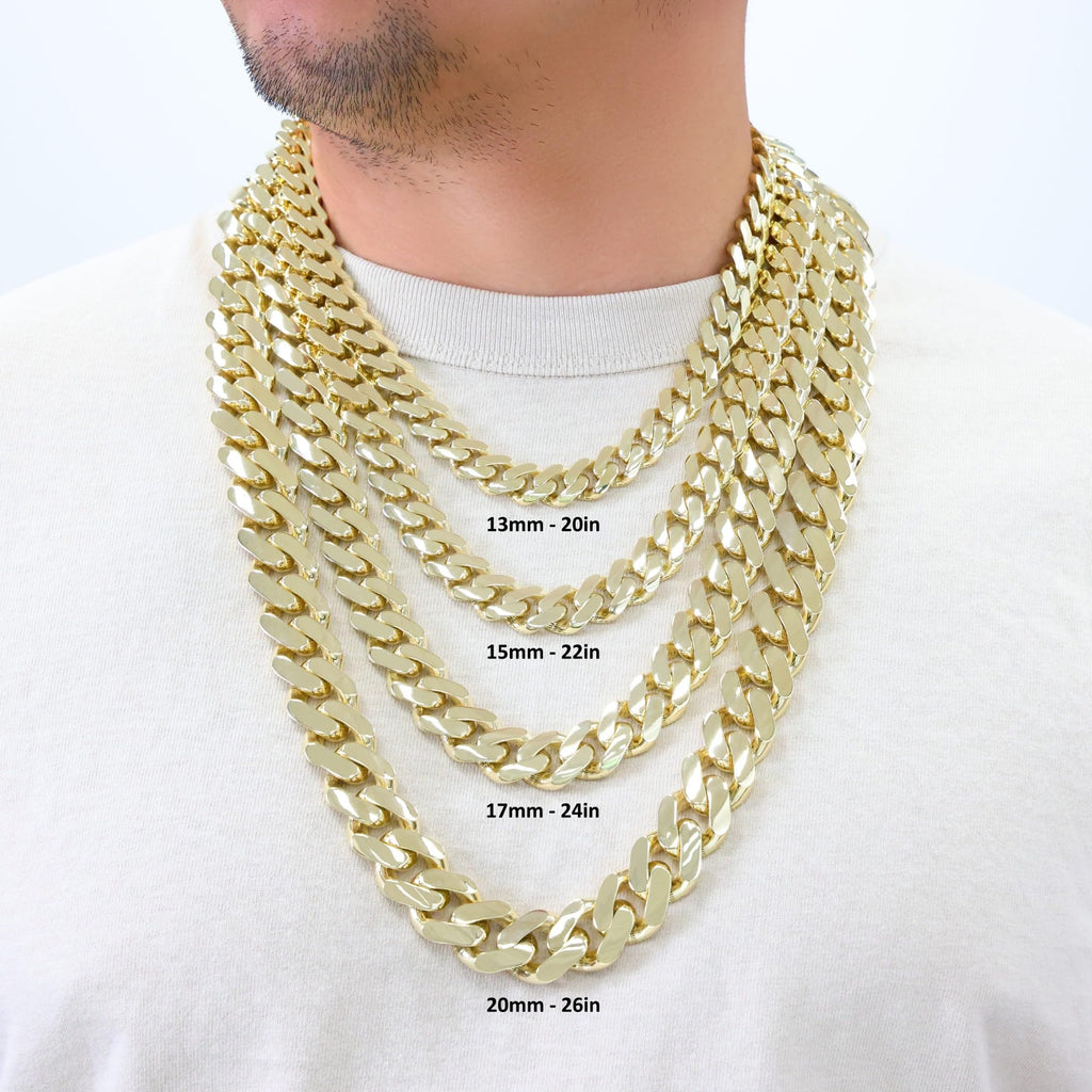 10k Yellow Gold Cuban Link Chain Necklace S726