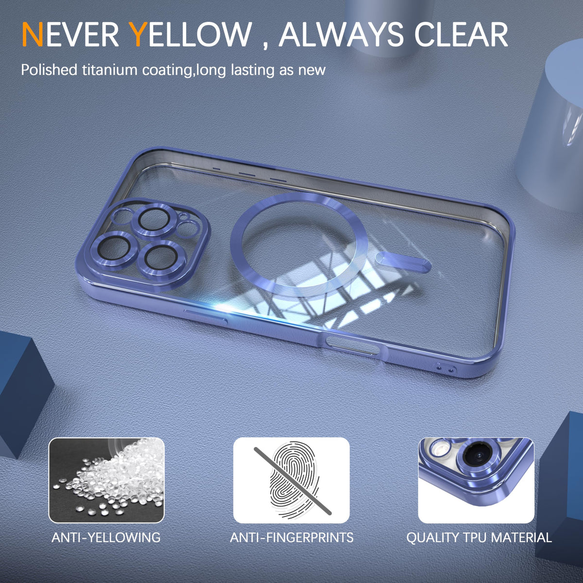 Magnetic Clear Case for iPhone 13 Pro Max with Camera Lens Protection D674