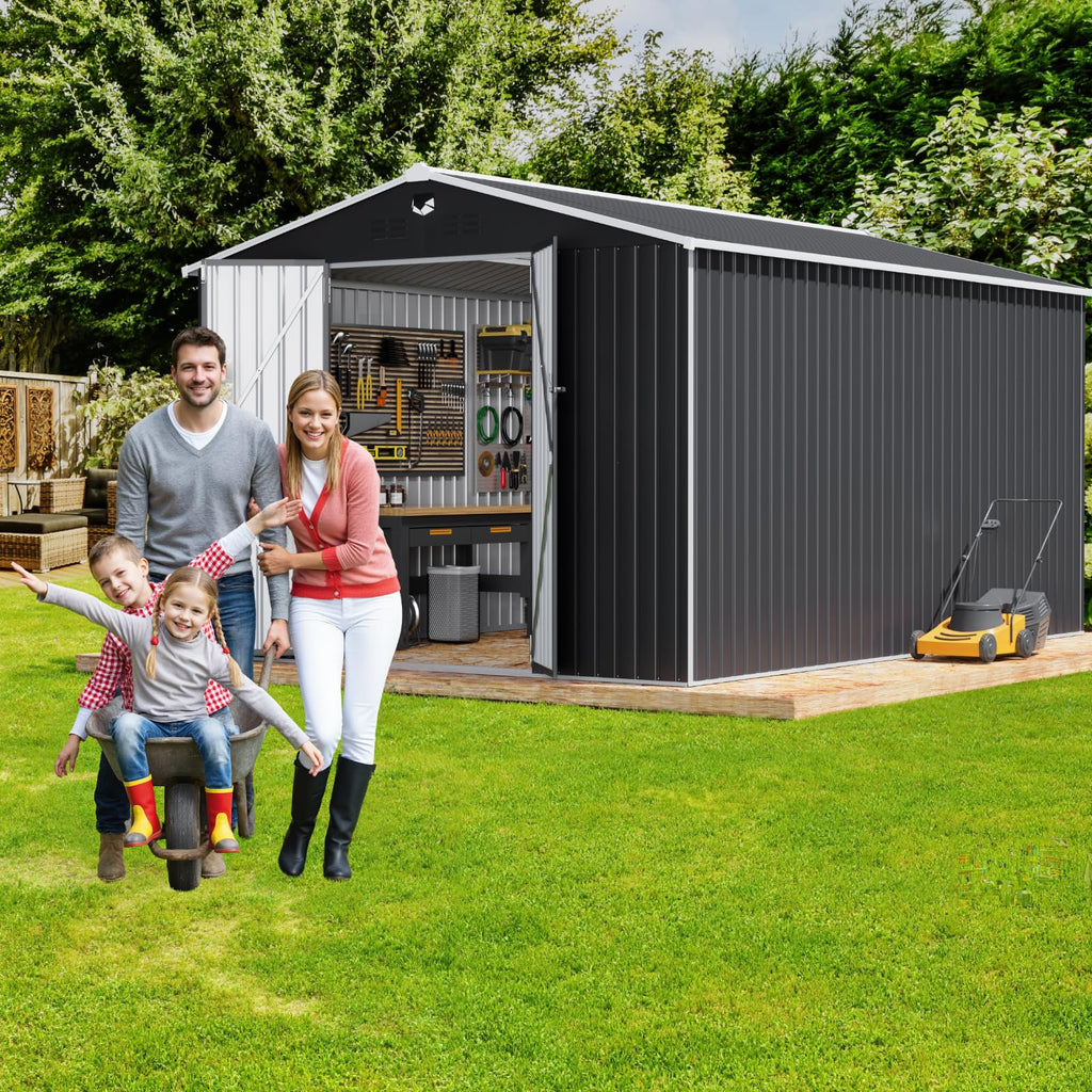 10x14 Metal Storage Shed with Lockable Doors R69567